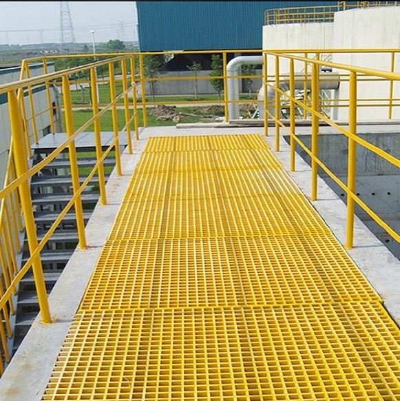 FRP Gratings Corrosion resistant FRP grating installed as an industrial walkway