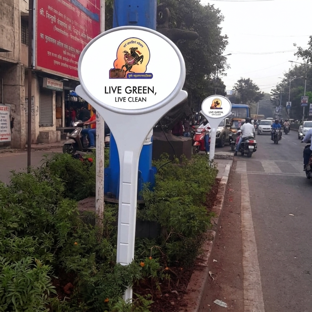 FRP Lollipop Signage Board Custom FRP lollipop signage boards printed for a municipal awareness campaign