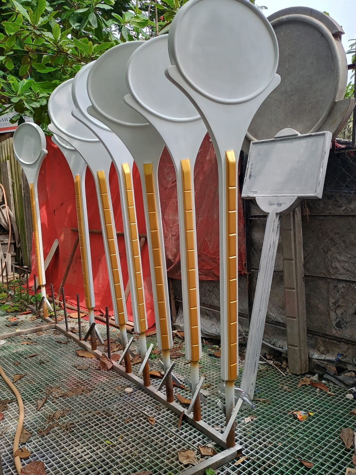 FRP Lollipop Signage Board Batch of FRP lollipop signage boards finished together for a bulk project order
