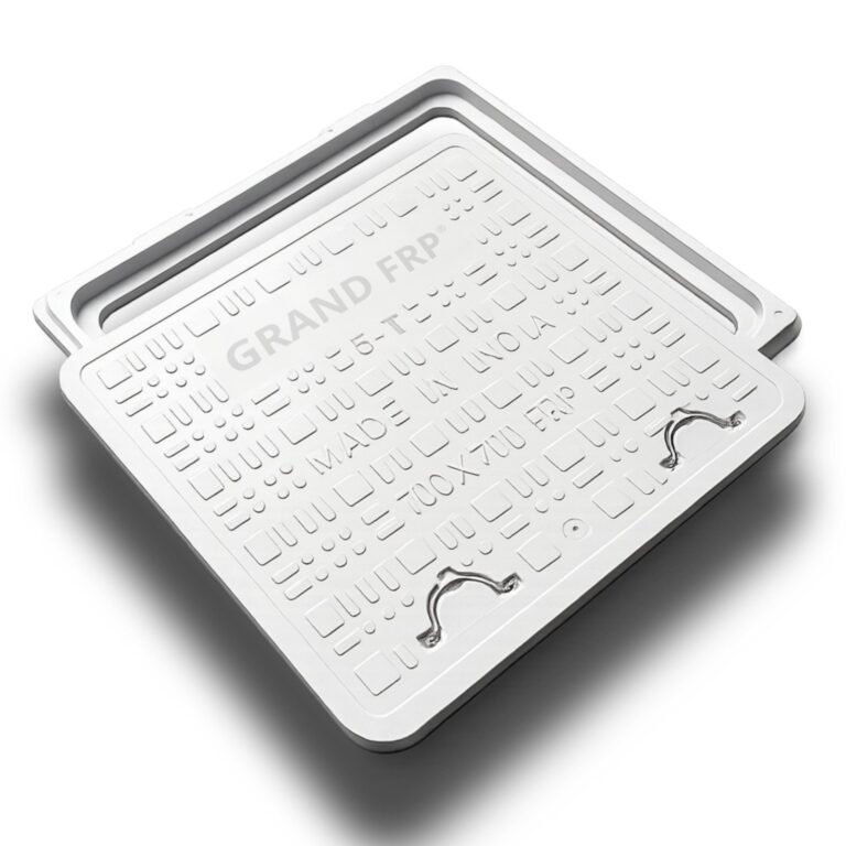 FRP manhole cover with matching frame, 700 x 700 mm
